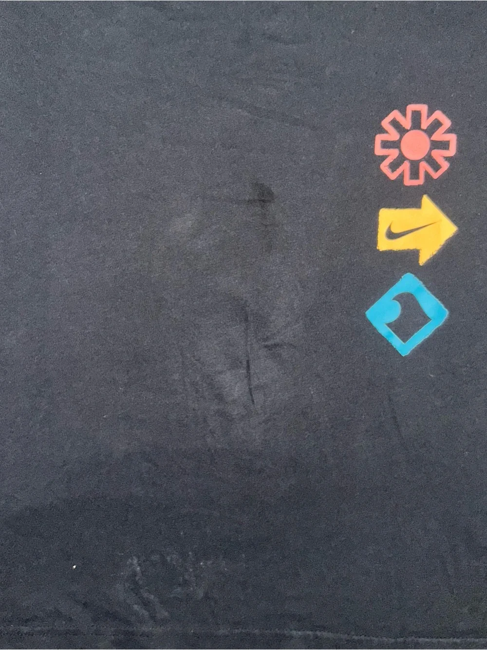Rare Nike Retro Dolphins Surf Abstracts Black The Nike Tee with White Logo Print